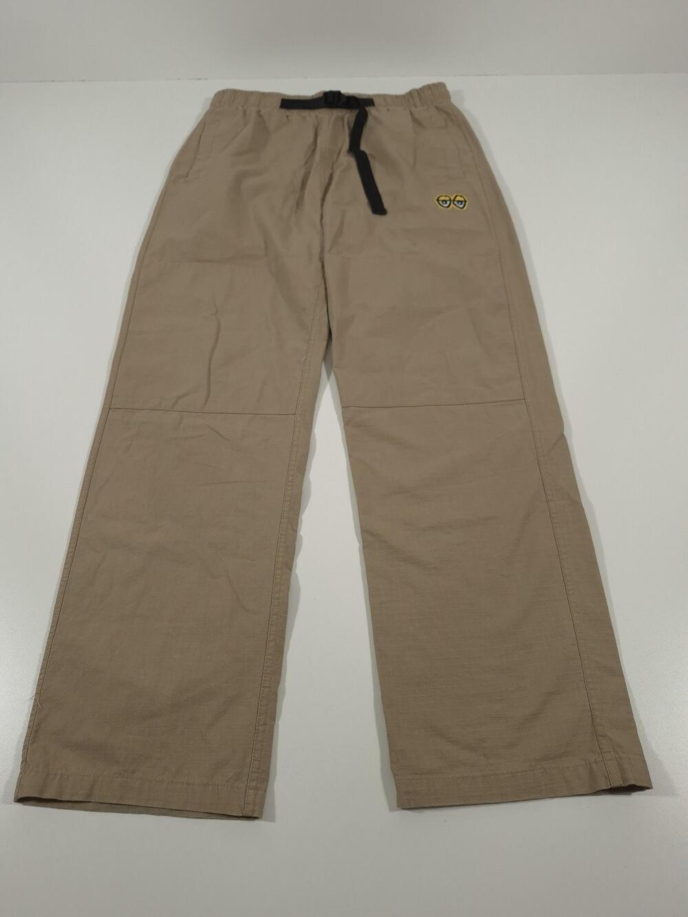 Krooked Pants Men's Medium Beige Canvas Elastic Waist Lightweight Skate Casual